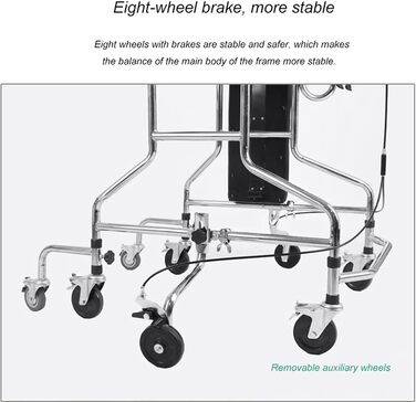 Реабілітаційний навчальний медичний допоміжний засіб для ходьби для дорослих з регульованою висотою, стояча рама з нержавіючої сталі для тренування кінцівок Реабілітація геміплегії, 8 раундів c