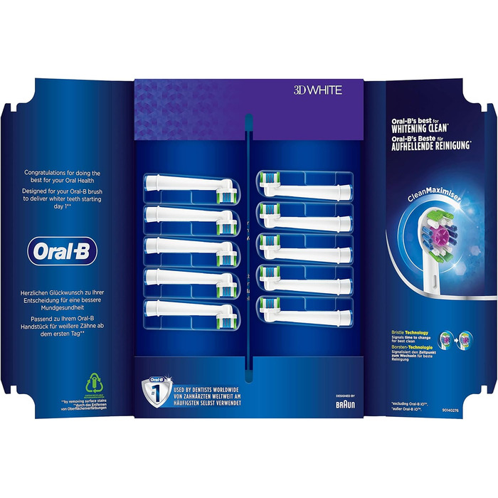 Електричні щітки для зубних щіток Oral-B Pro 3DWhite, Х-подібна щетина, упаковка готова до поштової скриньки, 12 шт.