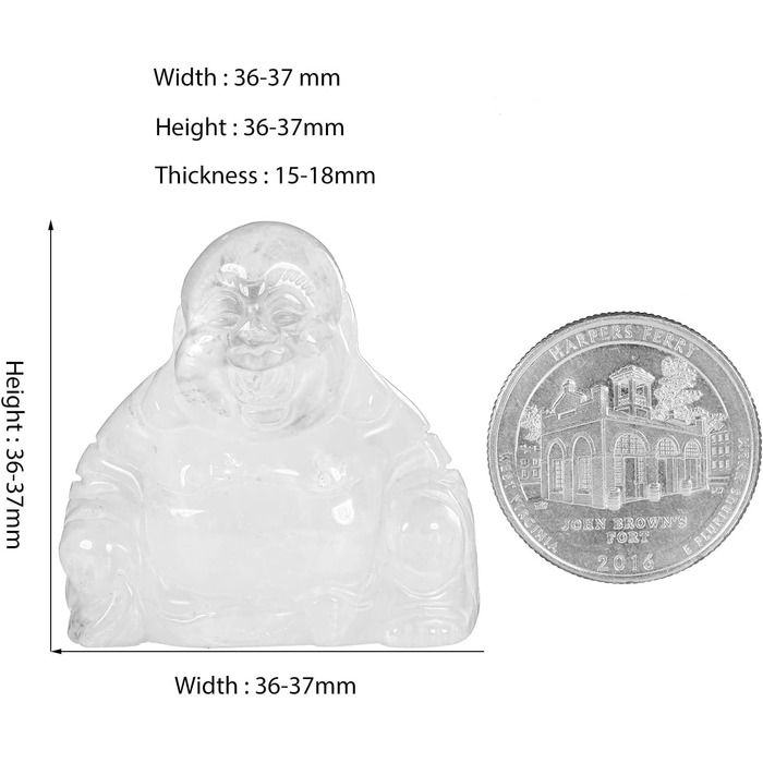 Гірський кришталь Різьблений дорогоцінний камінь Фігурка сміється Будди, цілющий кришталь Щасливий Будда Камінь Талісман Майтрейя Будда Статуї Феншуй Скульптура Прикраса для прикраси Щасливий талісман