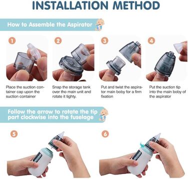 Назальний аспіратор, дитячий назальний аспіратор з 3 рівнями всмоктування, електричний дитячий назальний аспіратор з 4 багаторазовими насадками для відсмоктування соплів для немовлят і малюків