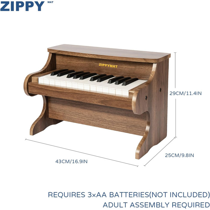 Дитяча клавіатура фортепіано, 25 клавіш цифрового піаніно для дітей, міні іграшка для вивчення музики, дерев'яне піаніно для малюків дівчаток хлопчиків Горіховий горіх