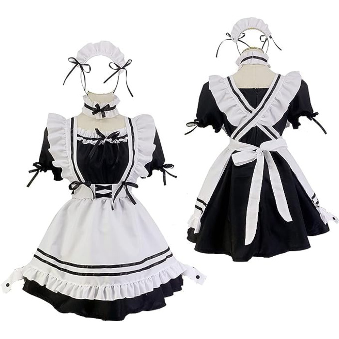 Японське аніме Sissy Maid Dress Аніме Французька покоївка Набір костюмів Black S