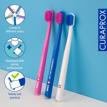 Зубна щітка Curaprox 5 x CS 5460 Ultra Soft - Ручна зубна щітка для дорослих з 5460 ультрам'якими щетинками CUREN - 5 шт. , випадковий колір