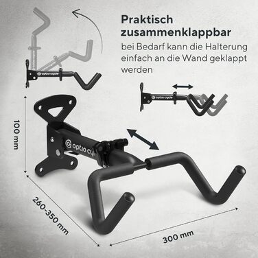 Велосипед Optio Настінне кріплення вертикально складний Металева стіна для велосипеда Настінний кронштейн для велосипеда посилений Зберігання велосипедів для гаража, кріплення для велосипеда на стіну