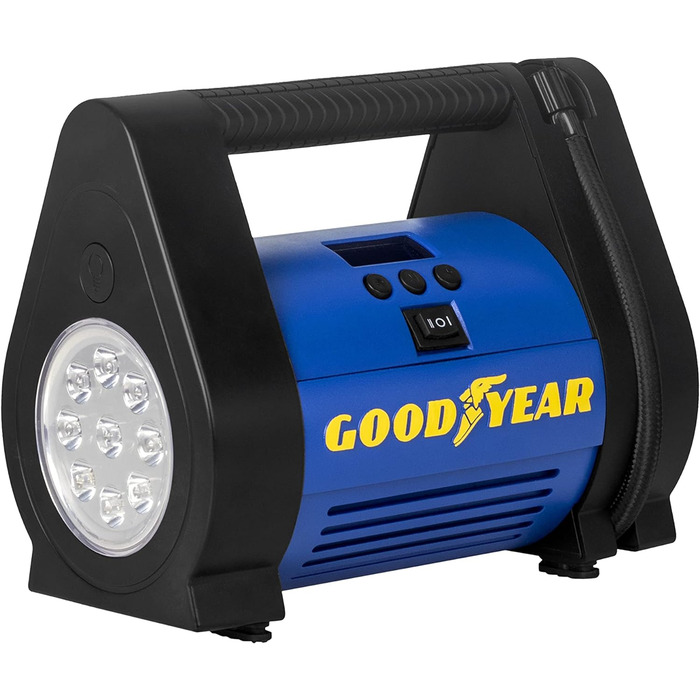 ЦИФРОВИЙ ПОРТАТИВНИЙ КОМПРЕСОР GOODYEAR 35PSI (ПІДКЛЮЧЕННЯ 12 В, 100 PSI / 6,9 БАР)