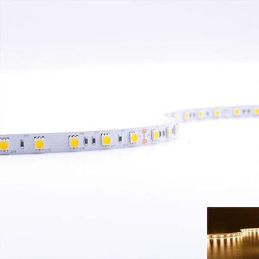 Світлодіодна стрічка SMD5050 3000K DC 24V 14.4W IP20 60 LED/m 5м Тепле біле внутрішнє освітлення Світлодіодна стрічка Світлова стрічка Світлова стрічка з задньою клейкою смугою