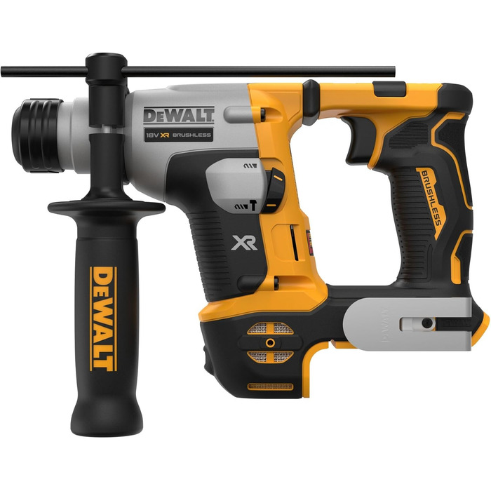 Акумуляторний перфоратор Dewalt 18В SDS-plus XR DCH172N (16 мм, безщітковий двигун, електропневматичний ударний механізм, з вбудованим світлодіодним підсвічуванням, вкл. додаткову рукоятку, поставляється без акумулятора та зарядного пристрою)