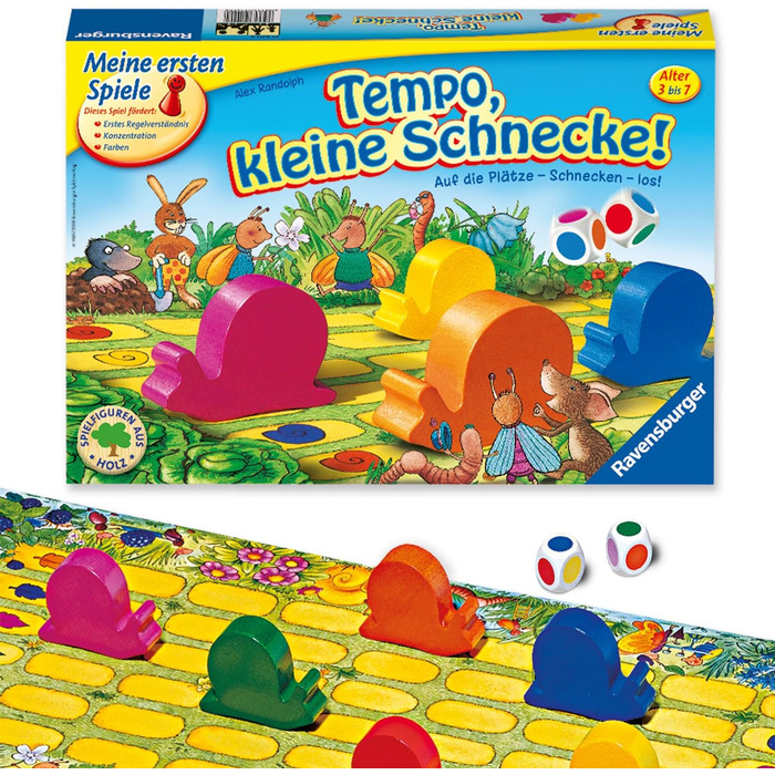 Дитяча гра Ravensburger 21420 - Tempo Little Snail, Захоплюючі перегони равликів, настільна гра та настільна гра для дівчаток та хлопчиків, 2-6 гравців, від 3 років Одиночний