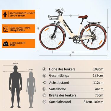 Електричні велосипеди ZIMONDA Ebike Чоловіки жінки з датчиком крутного моменту 27.5-дюймові з двигуном потужністю 250 Вт та професійною 6-ступінчастою коробкою передач до 100 км коричневого кольору CityMountain E Bikes