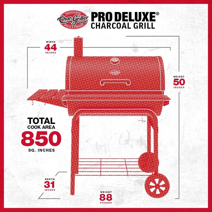 Гриль на вугіллі CHAR-GRILLER E2827 Pro Deluxe, чорний