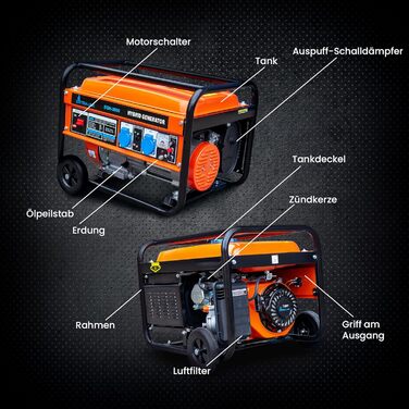 Генератор електроенергії Гібридний газовий LPG CNG Бензиновий генератор 3 кВт 1F Генератор 3000 Вт Обмежувач бака 15 л Система захисту від перевантаження Легкий запуск 2 шт. Генератор аварійного живлення змінного струму 230 В Кемпінг LPGГАЗ 3000 Вт /1F/ 7