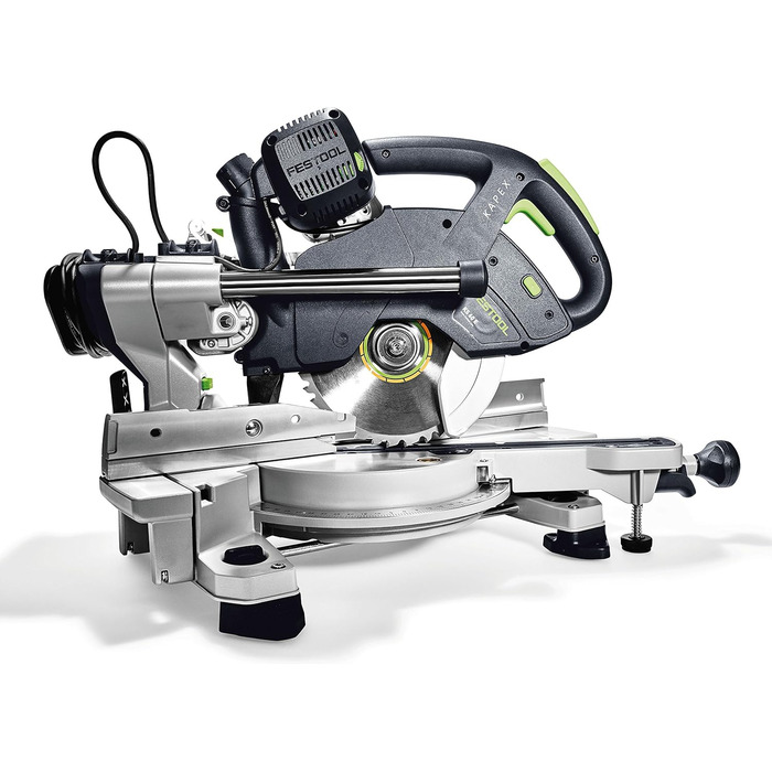 Поперечна пила Festool KS 60 E-UG-Set/XL KAPEX (з пиляльним диском WOOD UNIVERSAL, гвинтовим затискачем, світлодіодним підсвічуванням, кутовим скосом, піднесенням, шестигранним ключем, опорною рамою, поперечним захисним кожухом)