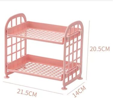 Органайзер для макіяжу OUYUE Пластикова коробка для зберігання косметики, подвійна полиця, побутова, догляд за шкірою, органайзер для макіяжу Косметичний органайзер (колір рожевий, розмір 21,5 * 14 * 20,5 см) 21,5 * 14 * 20,5 см рожевий