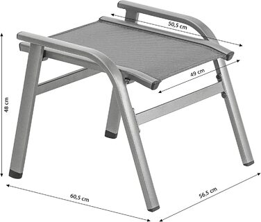 Табурет Dehner Chicago, 56.8 x 60.5 x 48 см, алюміній, пластик, сірий