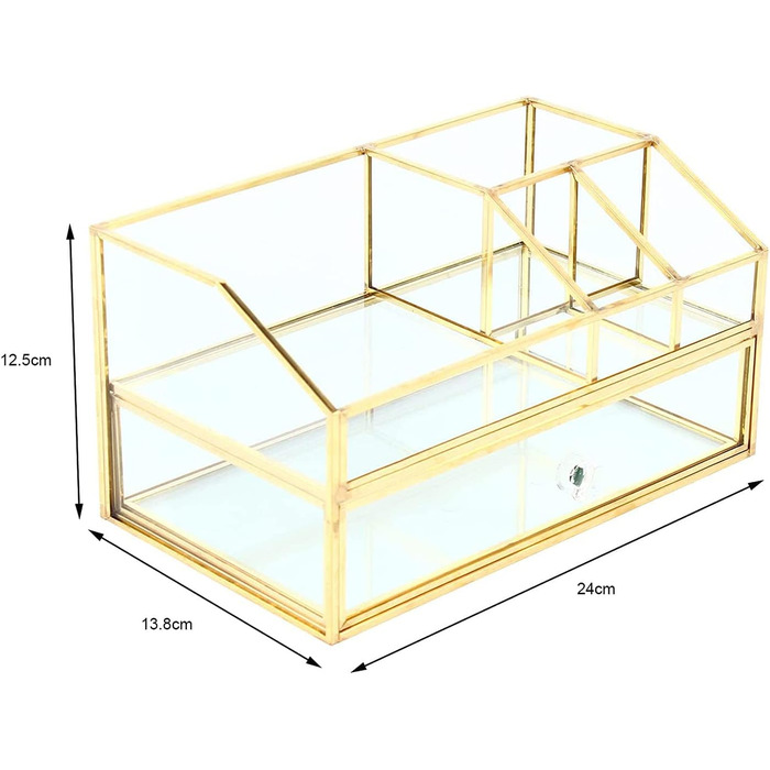 Косметична коробка YQYBF Органайзер для макіяжу, тримач для губної помади Коробка для зберігання ювелірних виробів Скляний прозорий органайзер для зберігання косметики, прозорий