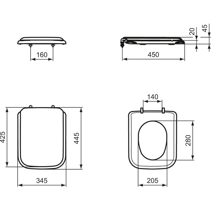 Сидіння для унітазу Ideal Standard K700501 Original Tonca, сендвіч-конструкція з пластику (дюропласт), біле