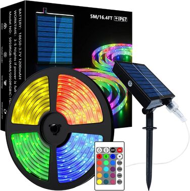 Сонячна світлодіодна стрічка MIWATT IP67 зовнішня, світлодіодна стрічка 280 світлодіодів, сонячна світлодіодна стрічка, ІТ-світлодіодні ліхтарі для садових дерев Головна Різдвяне свято Прикраса патіо для вечірки (Rgb, 10M)