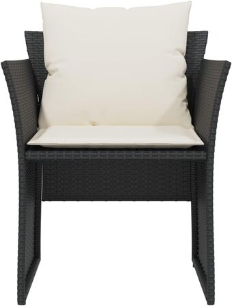 Садове крісло з підніжкою Чорний Poly Rattan Black and Cream