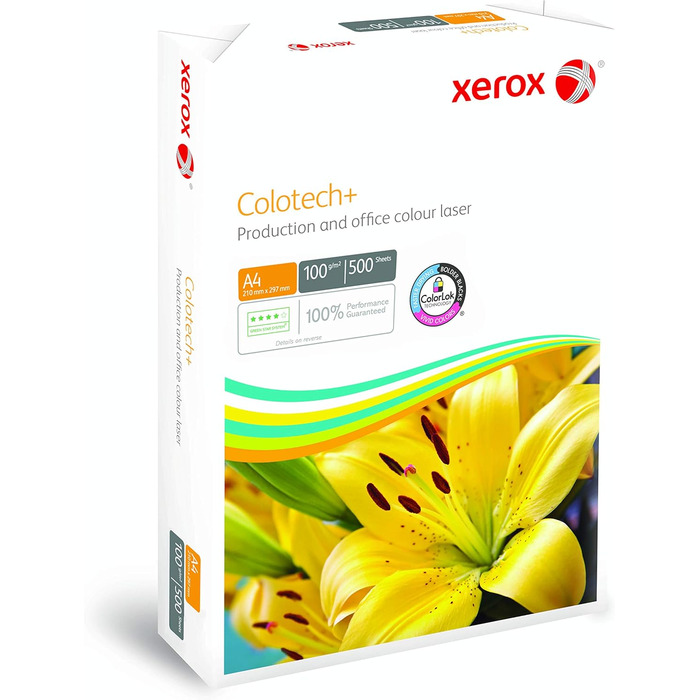 Папір для цифрового друку Xerox Colotech Gold, 100 г/м, A4, 4 x 500 аркушів A4 210 x 297 мм 100 GSM Xerox Colotech Білий