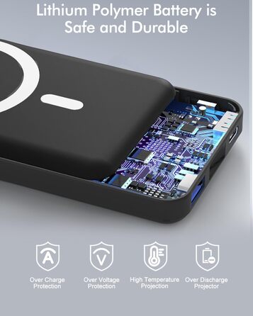 Powerbank 10000mAh, магнітний з кабелем Type-C, LED Display, PD 22.5W швидка зарядка