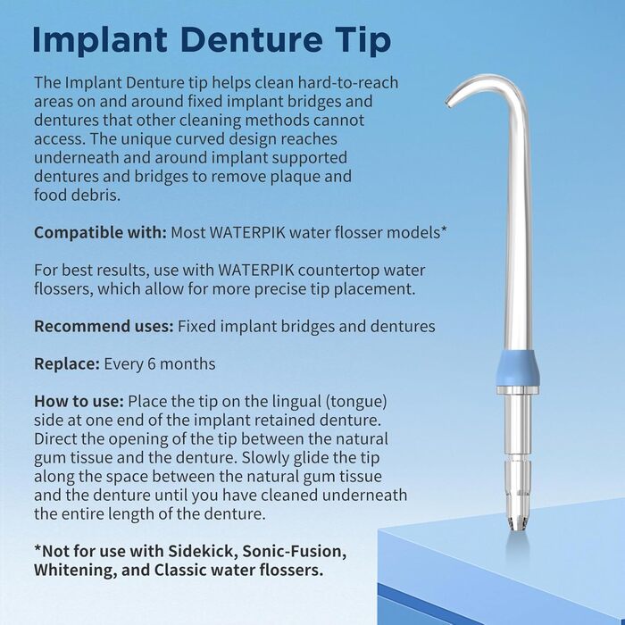 Змінні головки для Waterpik Water Flosser (6 насадок для протезів Implat)