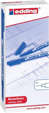 Ручка EDDING 1880 Precision Fine - чорна - 10 ручок - ширина лінії 0,25 мм - Fineliner для точного письма та ескізів - тонкий наконечник з металевою рамкою - підходить для лінійок і трафаретів