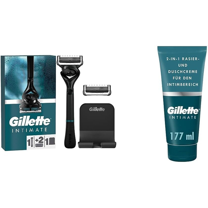 Бритва для інтимної гігієни Gillette з 2 лезами та набір для гоління для інтимного догляду для чоловіків (177 мл) Комплект з набором для гоління