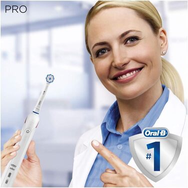 Електрична зубна щітка Oral-B PRO 2 з візуальним контролем тиску для додаткового захисту ясен, 2 програми чищення в т.ч. чутлива, таймер, 1 щітка Sensitive Clean, біла