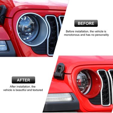 Чохли для фар CKPEOR, капюшони передніх ліхтарів, сумісні з Jeep Wrangler JL JLU 2024 та Gladiator JT 2024, зовнішні аксесуари, червоний