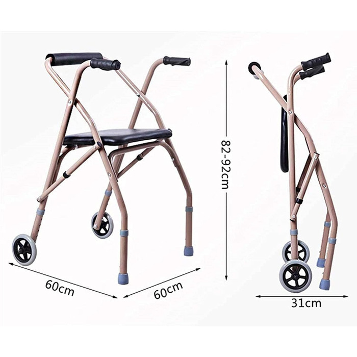 Складний з сидінням Багатофункціональні складні допоміжні засоби для ходьби Прогулянкова рама Чотириколісний допоміжний допоміжний засіб для ходьби для людей похилого віку Маленький подарунок