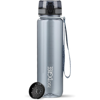 Пляшка для води 720DGREE 1л Sport 'uberBottle softTouch Sieb - Без BPA - Пляшка для води для універі, роботи, фітнесу, велосипеда, активного відпочинку, роботи - спортивна пляшка з тритану - легка, ударостійка, багаторазова (1000 мл, Midnight Black - Blac