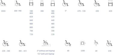 Легке крісло колісне FabaCare D200 з нахилом спинки 30 градусів, регульованою спинкою, гібридне крісло, ширина сидіння 50 см Ширина сидіння 50 см