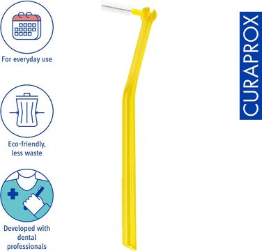 Щітки Curaprox Interdental CPS 09 prime plus (Пучок 3 шт. и), жовтий, діаметр 0,9 мм, ефективність 4 мм, набір з 15 міжзубних йоржиків CPS Prime 09 і 3 тримачів UHS 451 жовтий (1 упаковка)