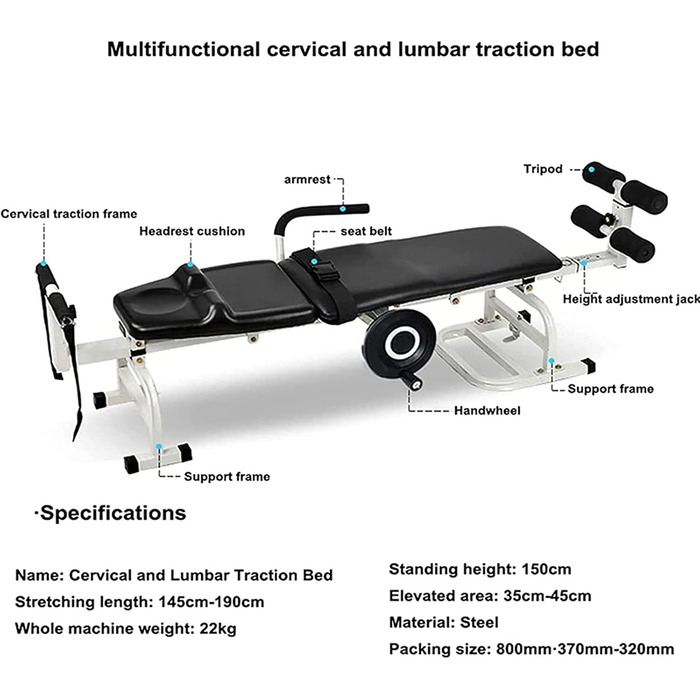 Ліжко для тренування шиї та попереку, корекція постави, міцне та безпечне, апарат для підтримки попереку Клініки для домашнього офісу для полегшення