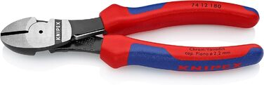 Діагональні кусачки Knipex Kraft чорні атраментовані, з багатокомпонентними ручками 180 мм 74 12 180