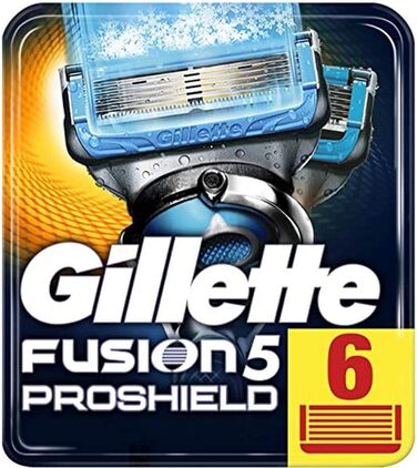 Леза для бритви Gillette Fusion 5 ProShield Chill з обрізним лезом для точності та антифрикційного покриття, 6 змінних лез