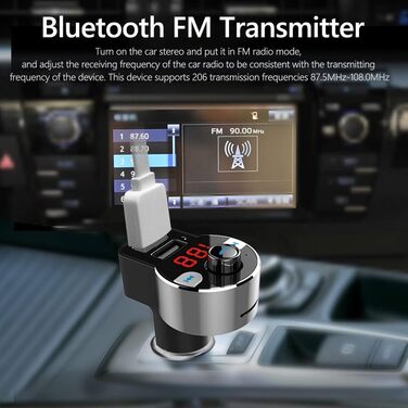 Автомобільний стереоаудіоадаптер, бездротовий FM-передавач Bluetooth TOTMOX 5 В/3.1 А з двома портами USB, портативний дисплей MP3-плеєра гучного зв'язку Модулятор HK203 5.0 64 ГБ TF U-диск