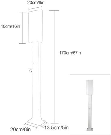 Відкрита зарядна станція для електромобілів, зарядна колонка для електромобілів, зарядні станції для електромобілів, опорний стовп для зарядної станції для електромобілів, сумісна з мобільним розємом (білий, 170 см)