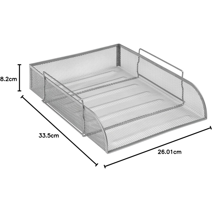 Сітчастий лоток для листів Osco Стійкий до подряпин Стекова вставка Передня частина Портрет Folio Формат Срібло