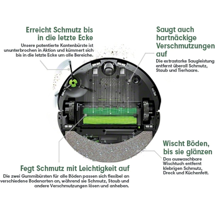 Робот-пилосос iRobot Roomba Combo j7 (c7156) з функцією виявлення/уникнення об'єктів, картографування, 4-етапне прибирання, цілеспрямоване прибирання кімнати або території, сумісний з голосовим помічником, колір Navy Blue