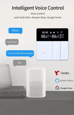 Розумний електричний термостат RKHK i8 - Wi-Fi бездротовий кімнатний термостат, термостат з голосовим керуванням, дистанційним керуванням і програмованим керуванням часом