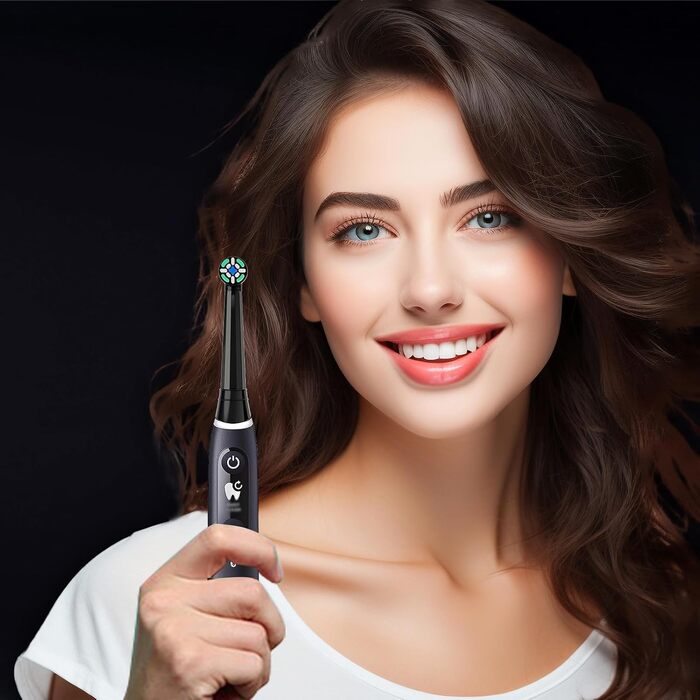 Зубні щітки Brizuf з 4 упаковок, сумісні з Braun Oral b iO 3/4/5/6/7/8/9/10, щітки, сумісні з електричною зубною щіткою Oral iO, насадки для зубних щіток вводу-виводу (чорно-білі)