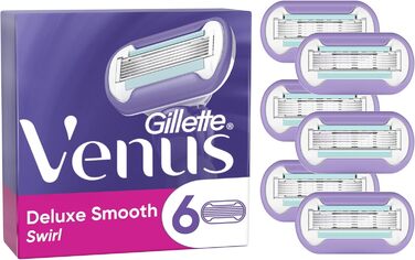 Леза для бритви Gillette Venus Extra Smooth Swirl жіночі зі зволожувачами для захисту шкіри, 6 змінних лез