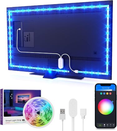 Підсвічування телевізора GHome Smart LED, 9,2 м, WiFi стрічка, сумісна з Alexa та Google Assistant, керування програмами, синхронізація музики, 16 мільйонів кольорів RGB, затемнення для телевізора ПК 30-60 9,2 фута світлодіодна стрічка