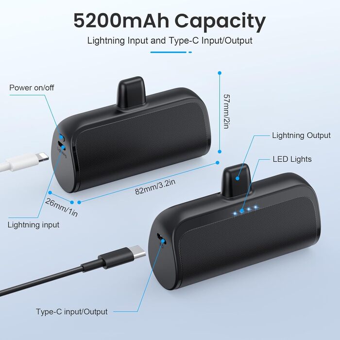 Powerbank 5200 мАг A-Black 18 Вт PD ультракомпактний зі світлодіодним дисплеєм