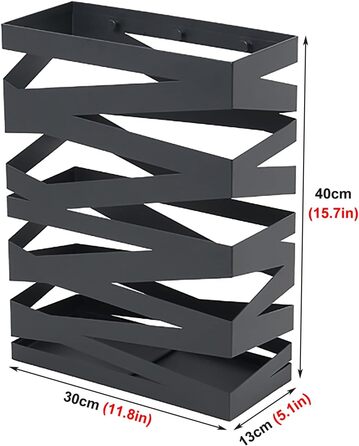 Підставка для парасольок, Порожниста підставка для парасольок для офісу, квартири, вузький тримач для парасольки - економія місця, прямокутна окремо стояча підставка-органайзер у металевому/чорному кольорі