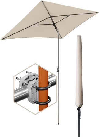 Парасолька 4smile Parasol Balcony SunnyShade Plus 200 x 125 см для захисту від ультрафіолету UV50 із захисним чохлом  бежевий