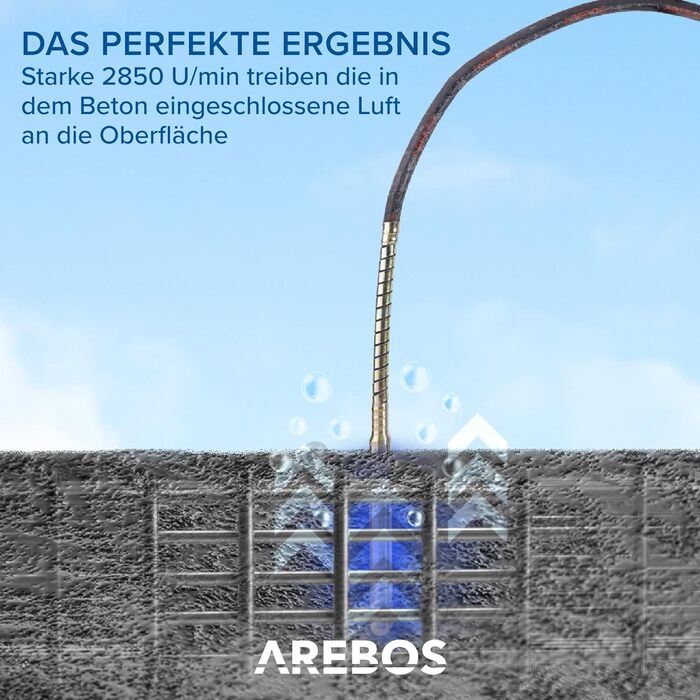 Бетонні вібратори Arebos 1500 Вт Внутрішні вібратори Ручні шейкери Вібраційна пляшка Шейкери для пляшок 6 м кабелю Електричний гнучкий вал Безперервна робота