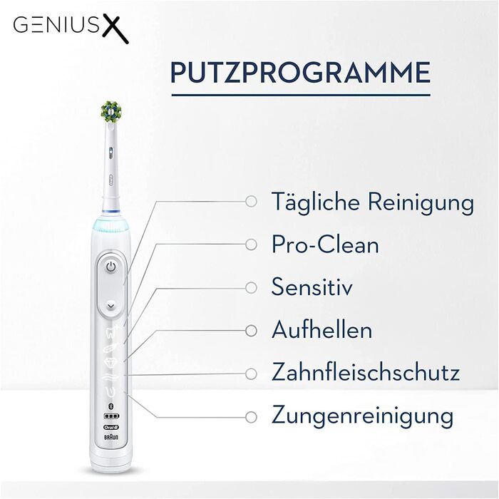 Електрична зубна щітка/електрична зубна щітка Oral-B Genius X, 6 режимів чищення зубів для догляду за зубами, додаток зі штучним інтелектом і Bluetooth, дорожній кейс, подарунок чоловікові/жінці, дизайн коричневий, білий