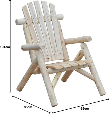Садове крісло Outsunny Adirondack Садове крісло Дерев'яне крісло Висока спинка з підлокітником Ялинове дерево натуральне 83 х 68 х 101 см